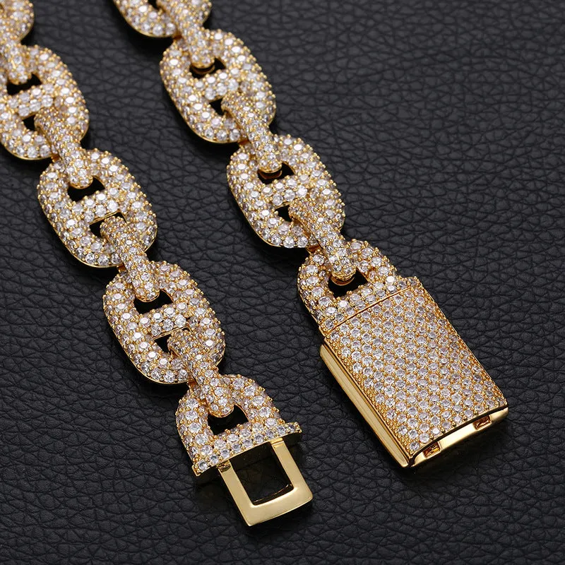 15mm Box Clasp Iced Out Chain/Bracelet