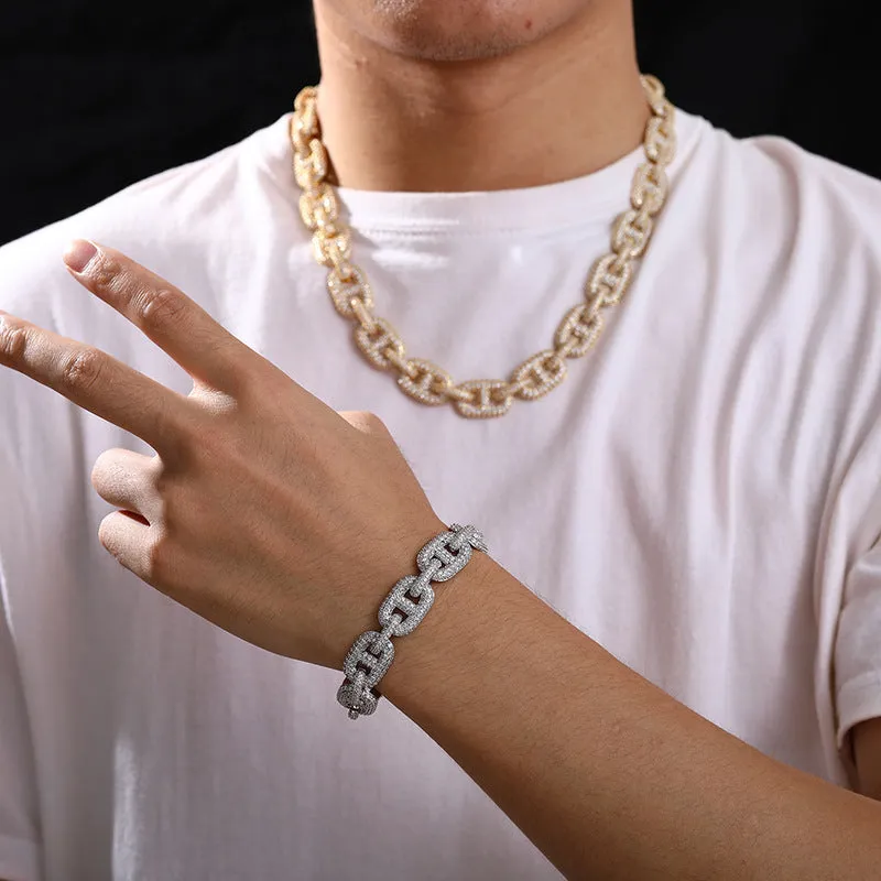 15mm Box Clasp Iced Out Chain/Bracelet