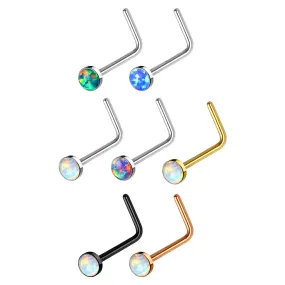 7 pcs Pre Loaded Gem Box Value Pack Opal Set 316L surgical Steel WildKlass L Bend Nose Stud Rings