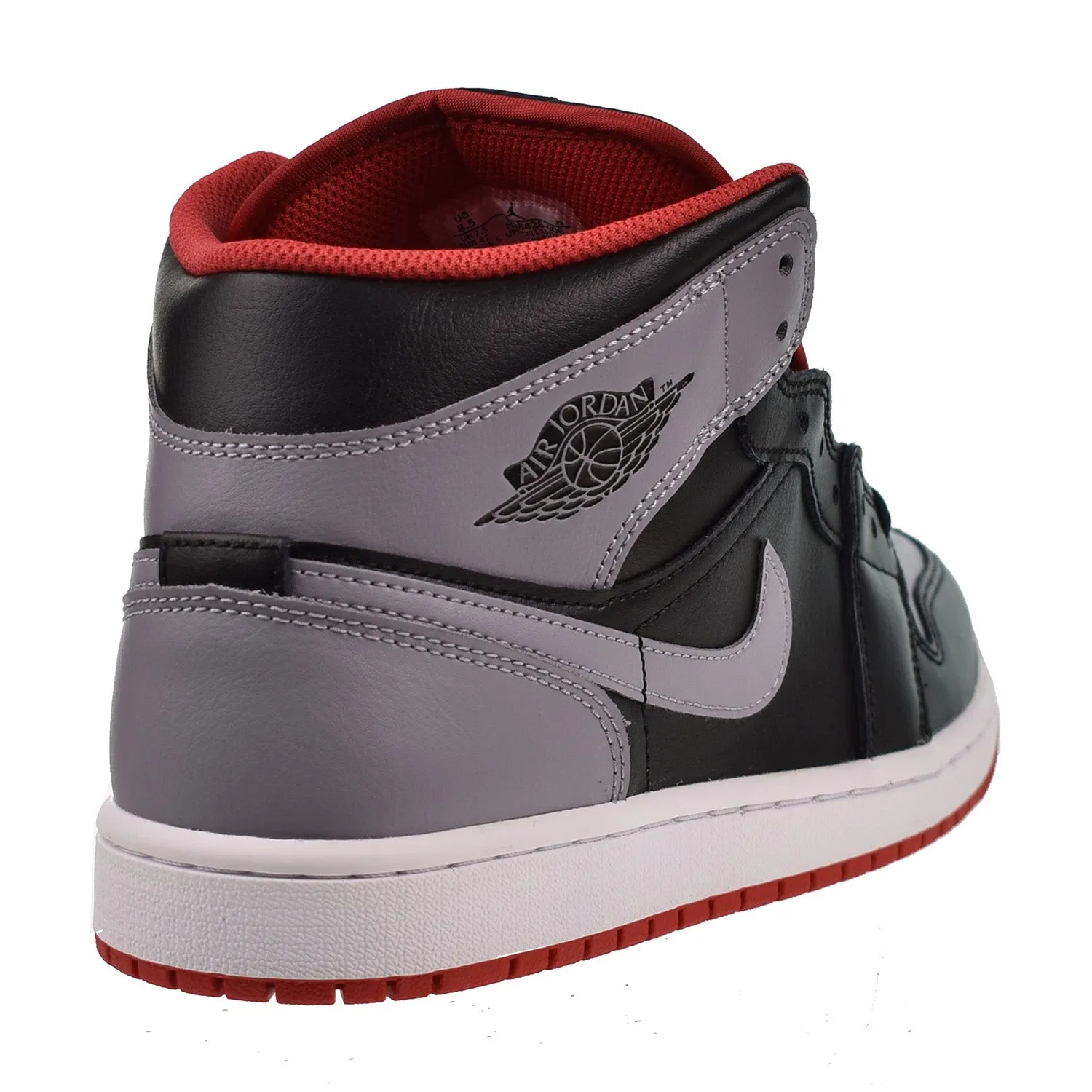 Air Jordan 1 Mid Men's Shoes Black-Cement Grey-Fire Red