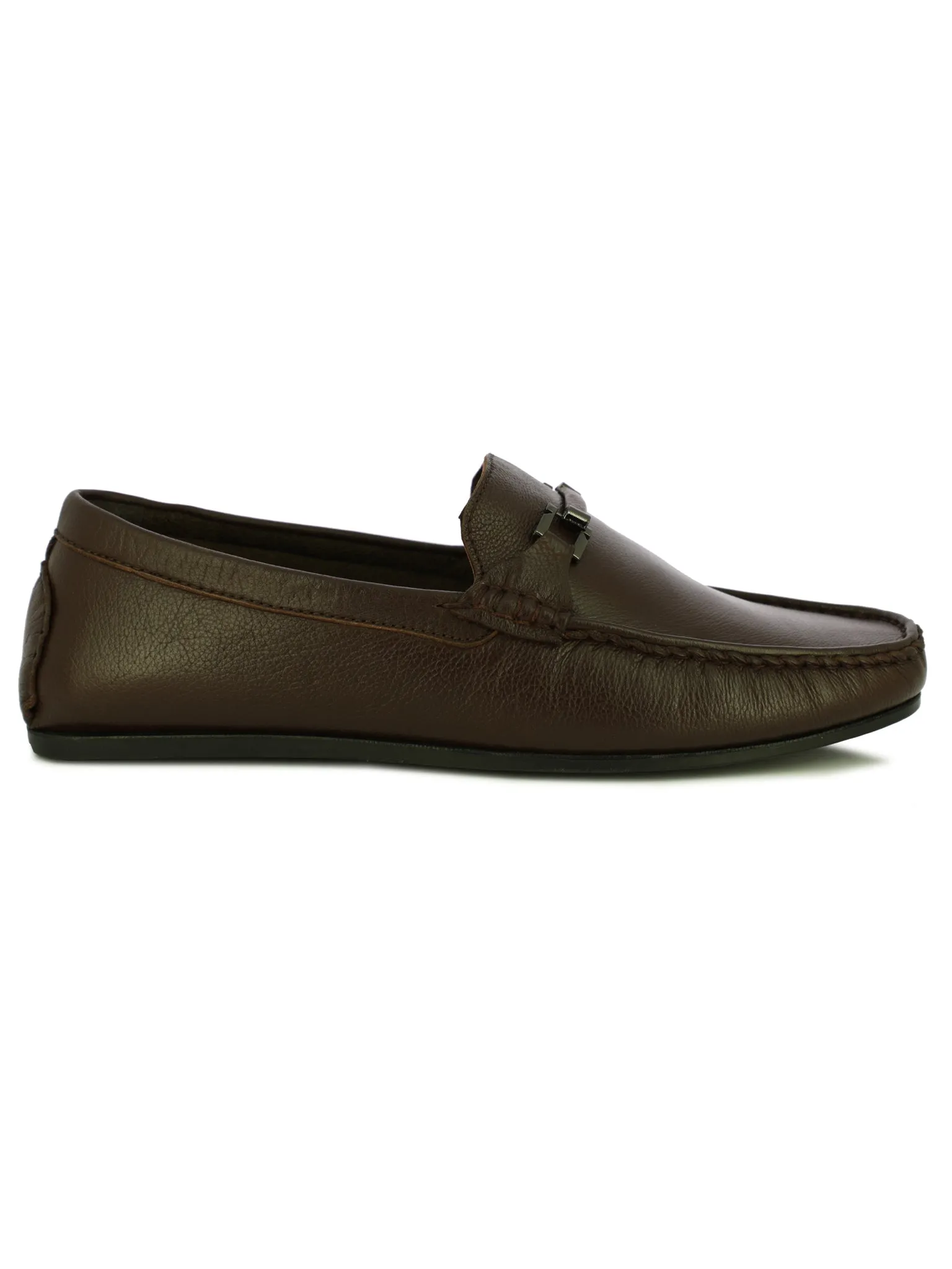 Alberto Torresi Mild Grained Synthetic Buckled Brown Men's Loafer