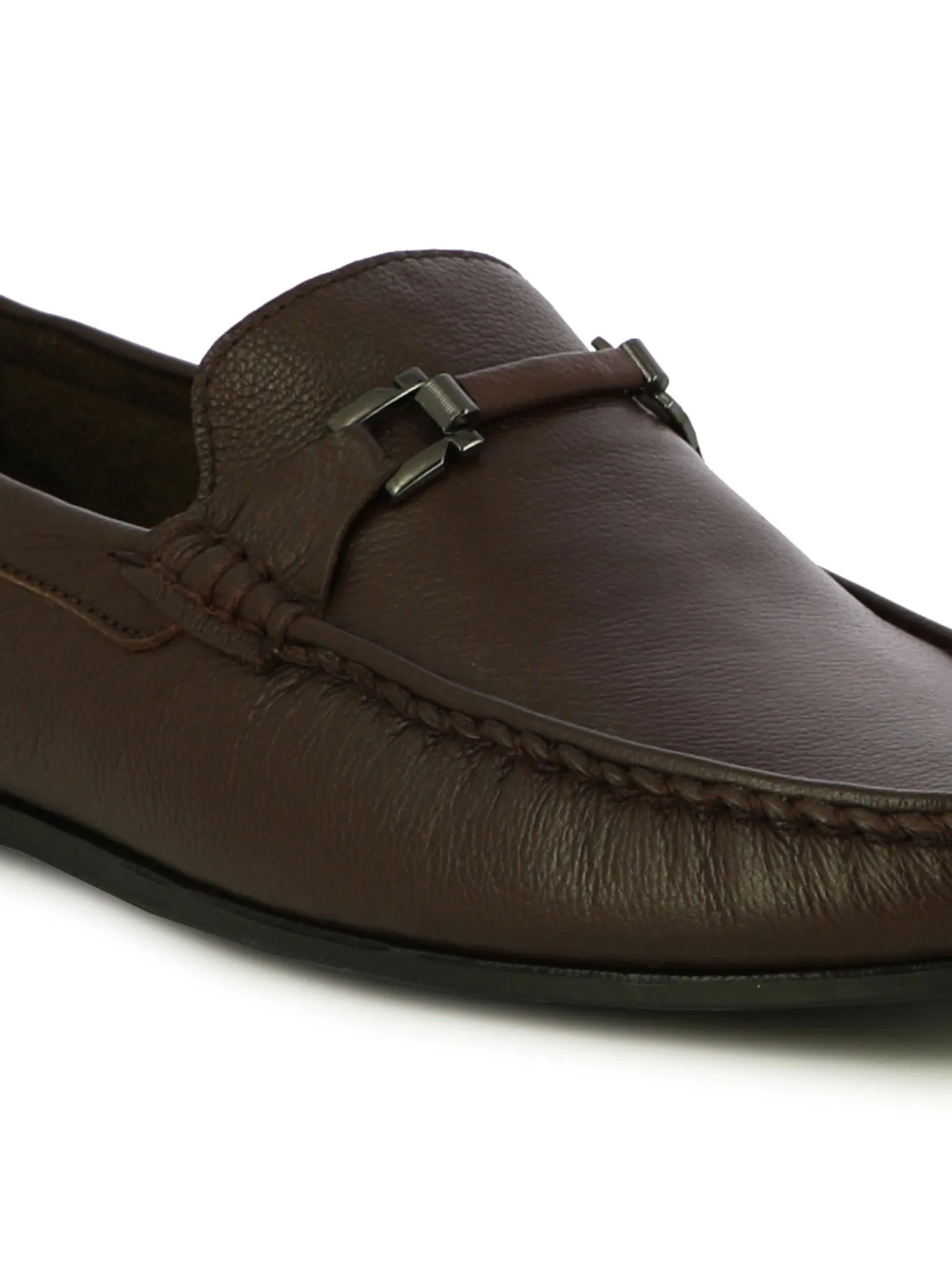 Alberto Torresi Mild Grained Synthetic Buckled Brown Men's Loafer