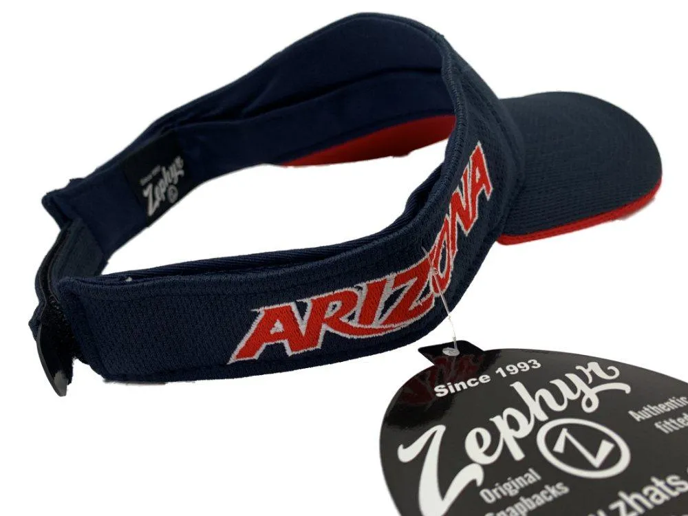 Arizona Wildcats Zephyr Navy Adjustable Strap Performance Golf Visor Hat Cap