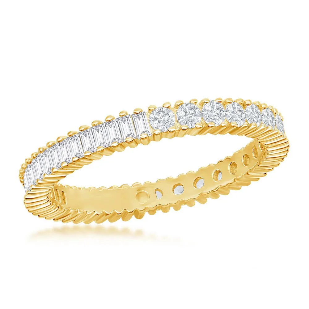 Baguette and Round Ring - Gold Plated