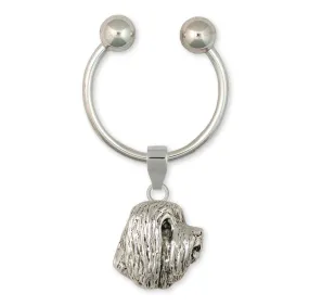 Bearded Collie Key Ring Handmade Sterling Silver Dog Jewelry BCL4-KR