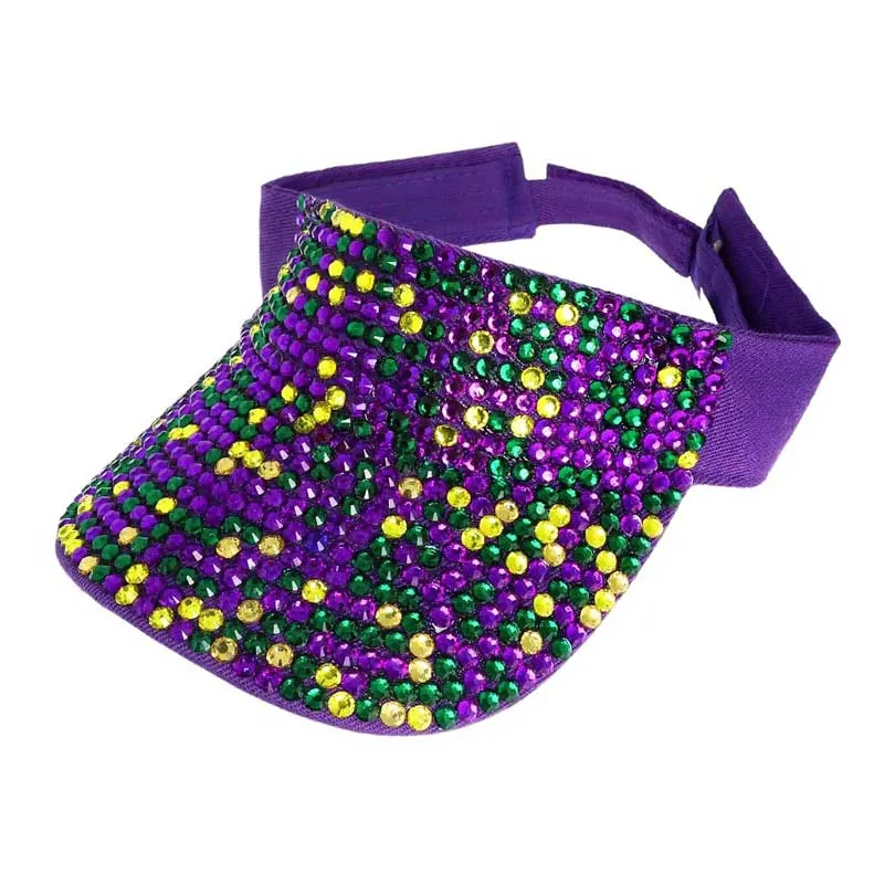 Bling Studded Mardi Gras Visor Hat