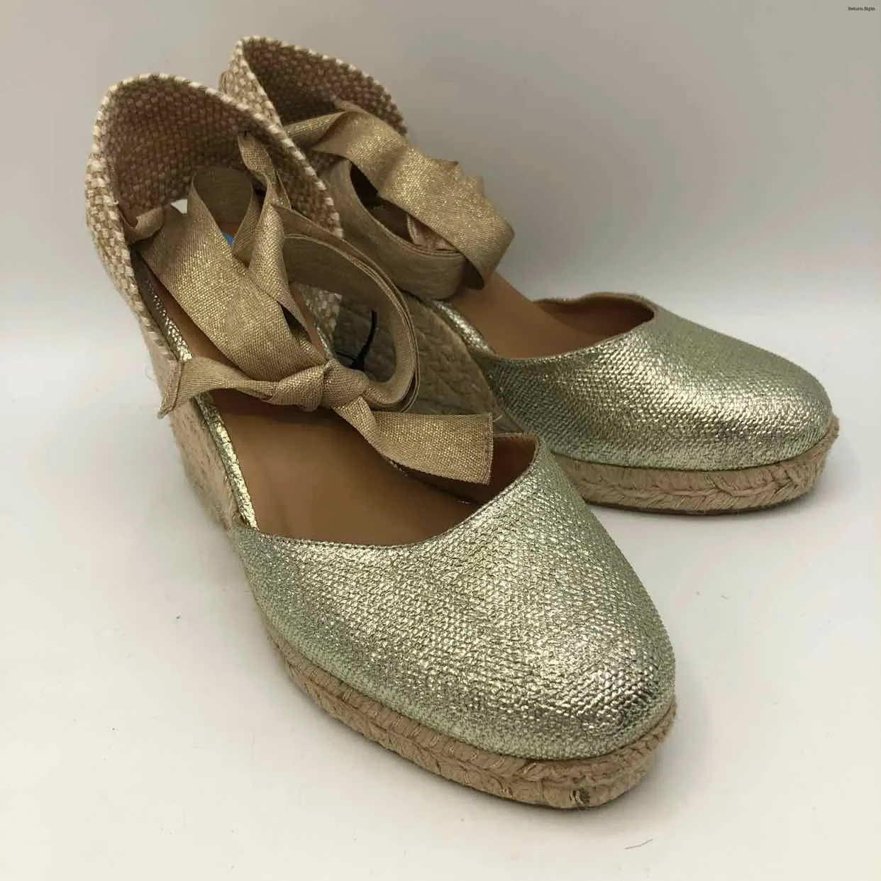 CASTANER Goldtone Beige Wedge Espadrille Shoe Size 36 US: 6 Shoes