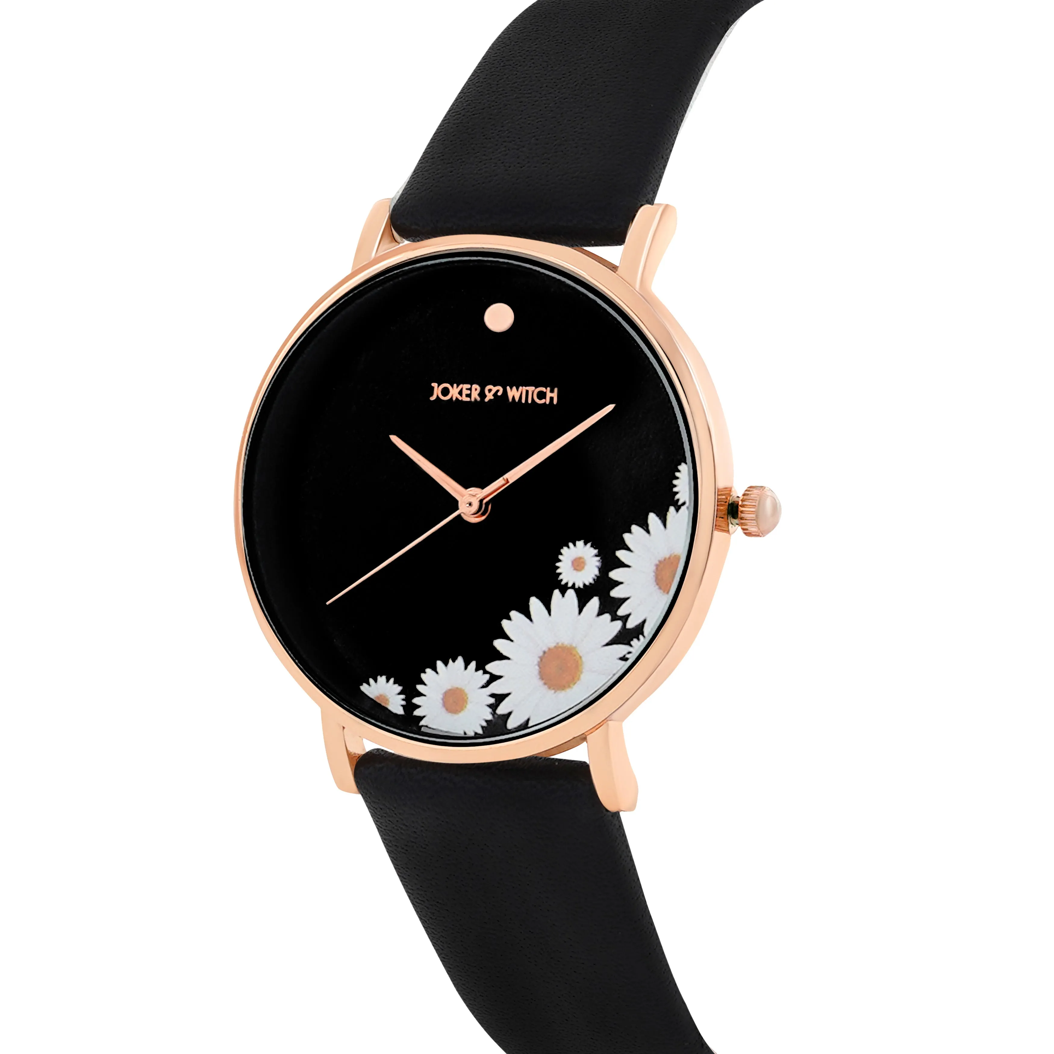 Chamomile All Black PU Strap Watch