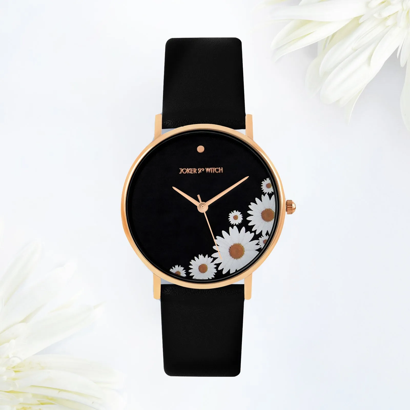 Chamomile All Black PU Strap Watch