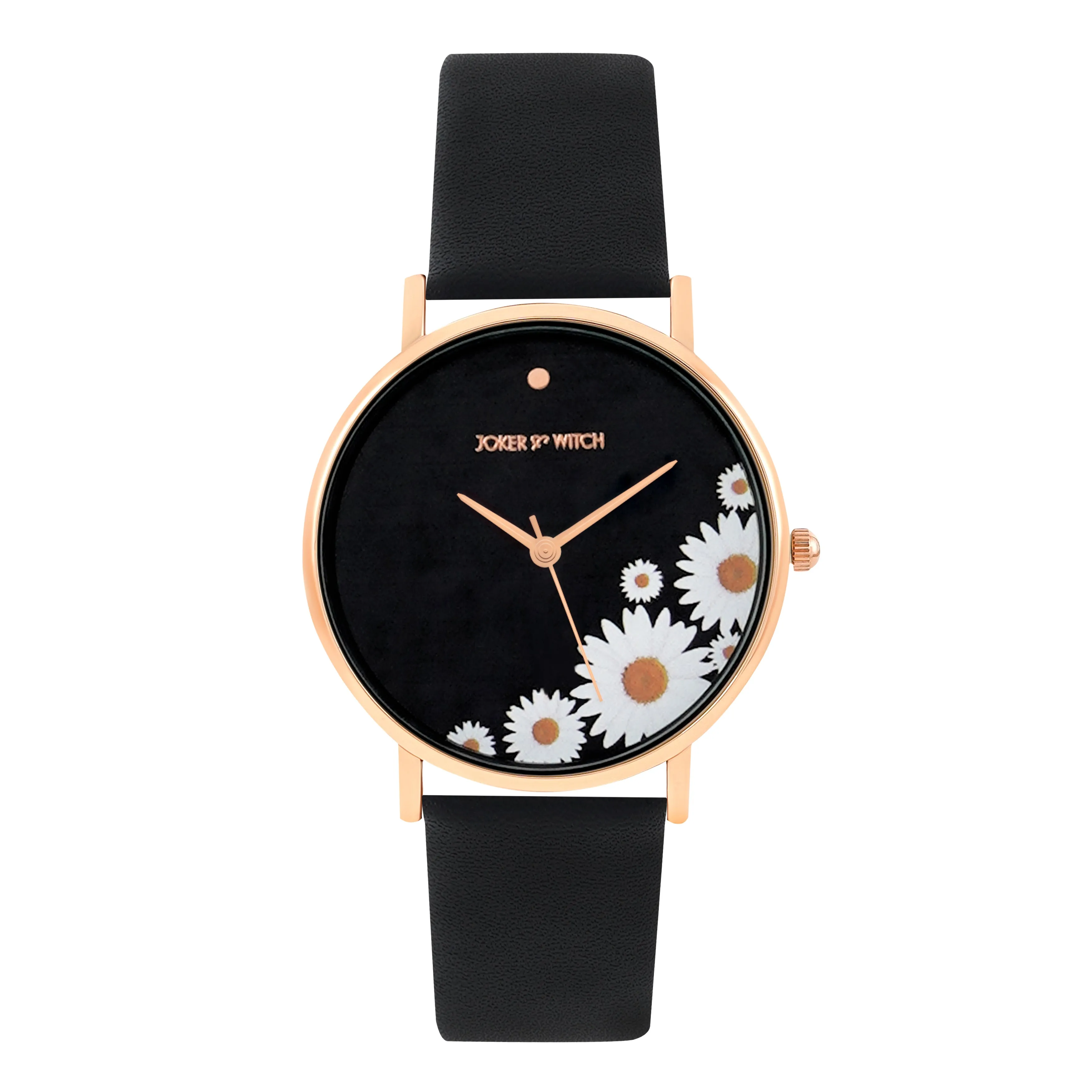 Chamomile All Black PU Strap Watch