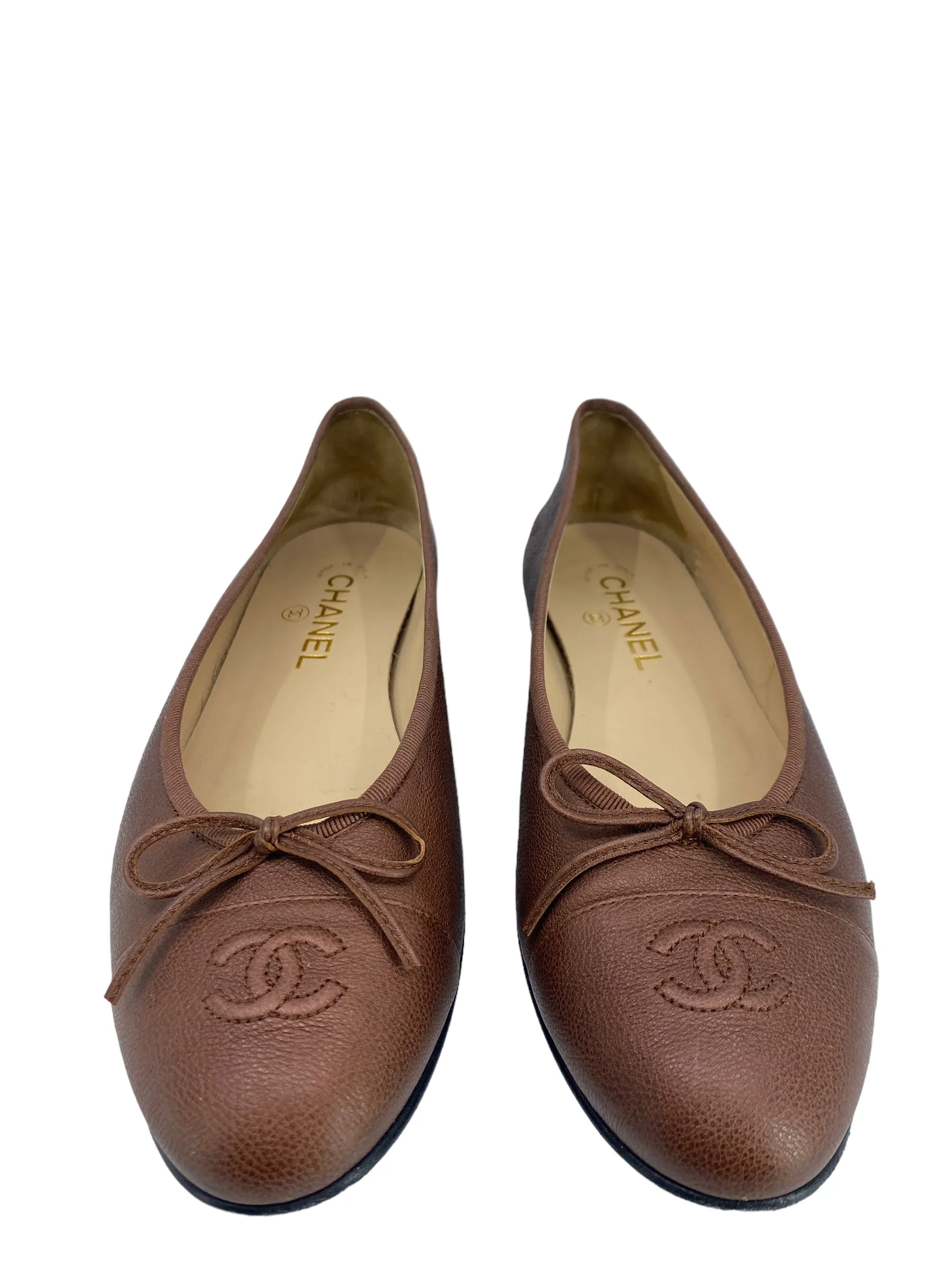 Chanel interlocking CC logo leather Flats Size 10 I IT 40