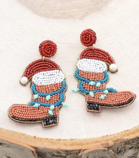 Christmas boot beaded earrings