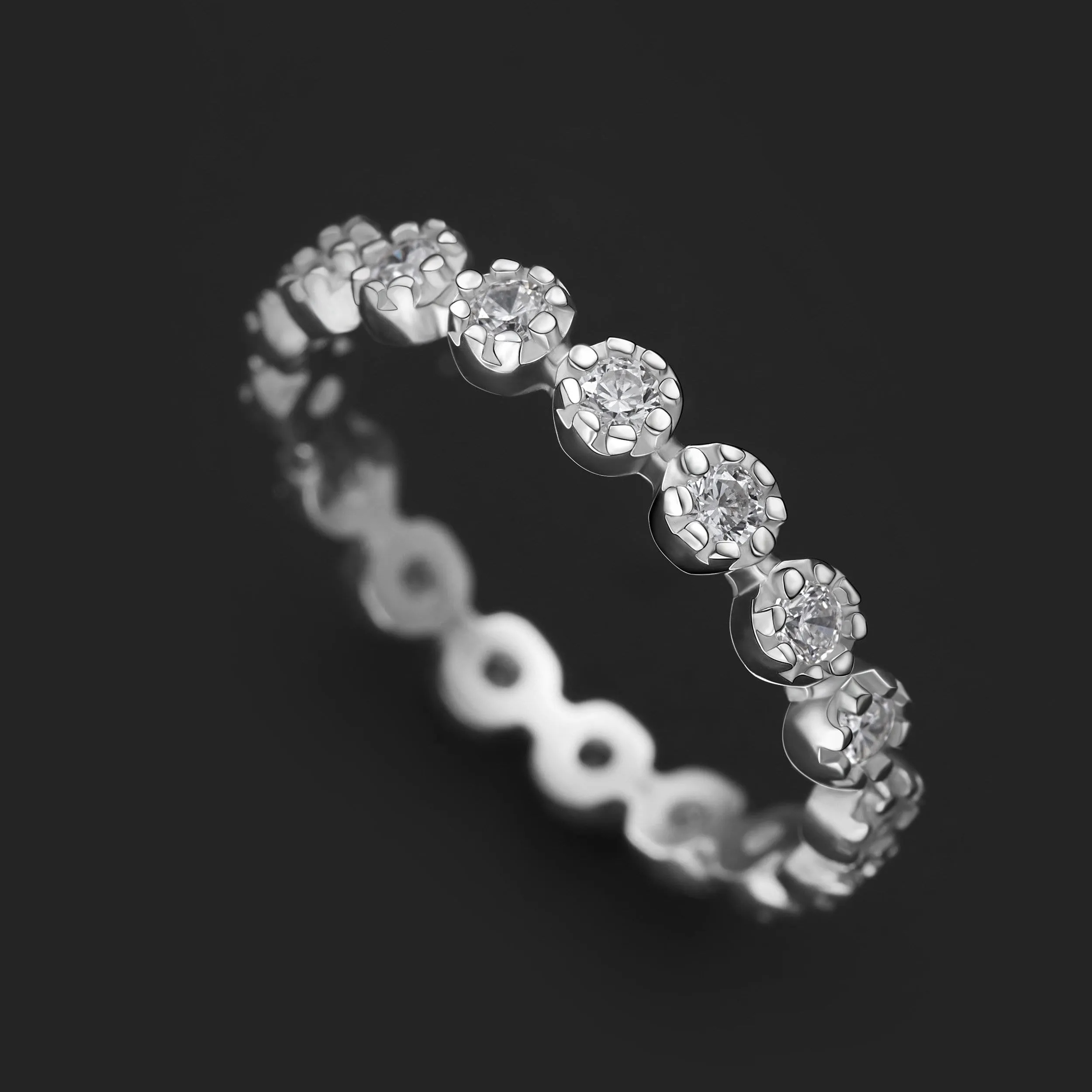 CZ Bead Stackable Rings Sterling Silver