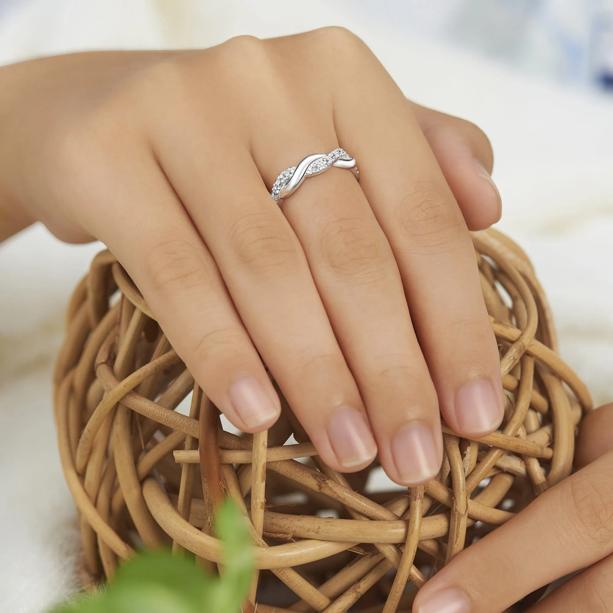 CZ Twisted Infinity Promise Rings For Her