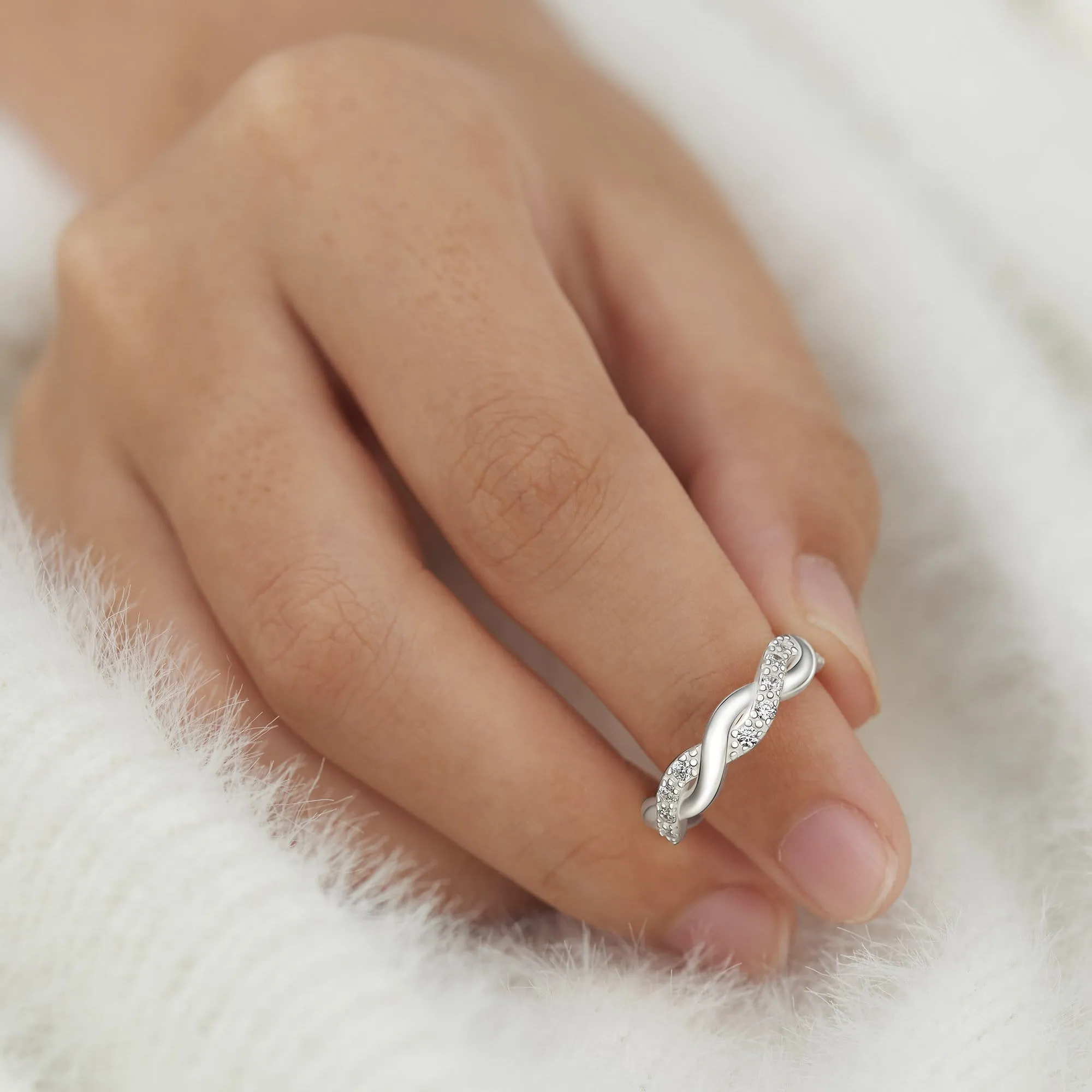 CZ Twisted Infinity Promise Rings For Her