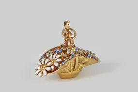 Edwardian Enamel Hat as Flower Basket Charm