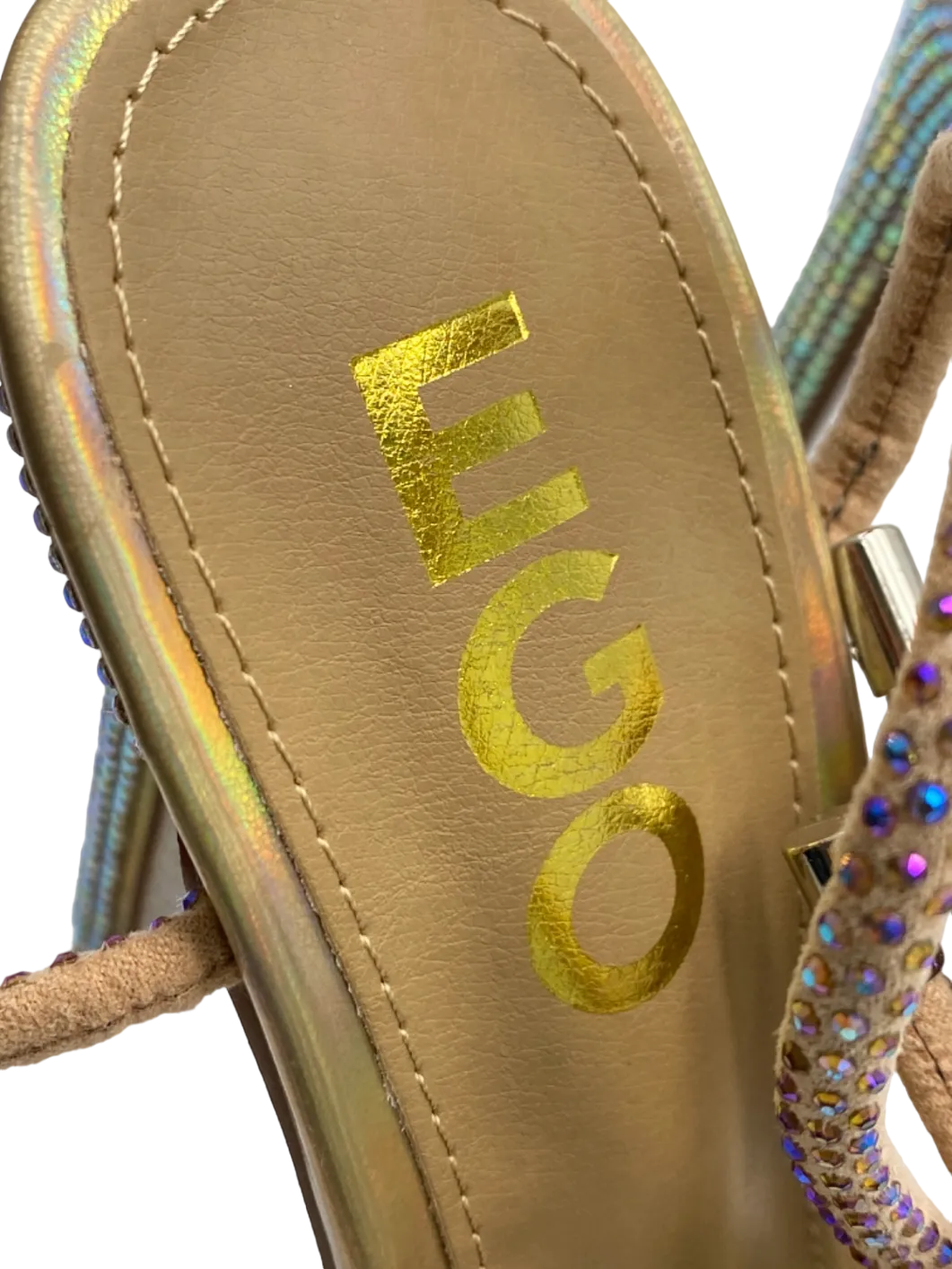 EGO Beige Holographic Open Toe Heels UK 4