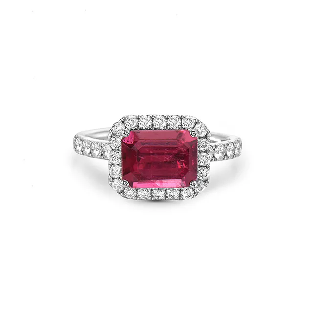 Emerald Cut Rubellite Ring