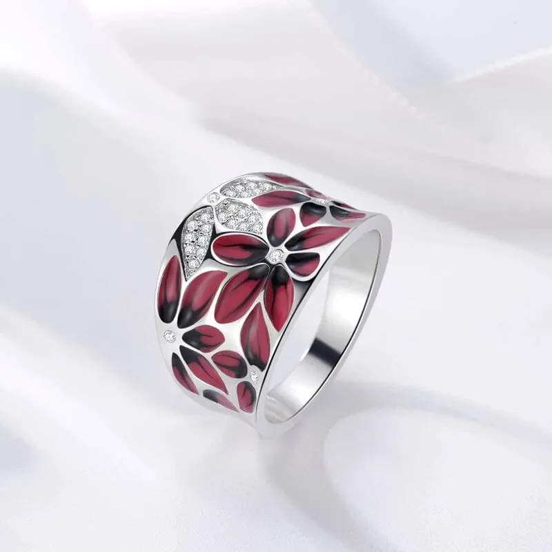 Fashionable and Exquisite Red Flower Ring