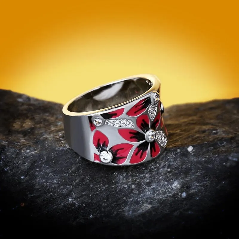 Fashionable and Exquisite Red Flower Ring