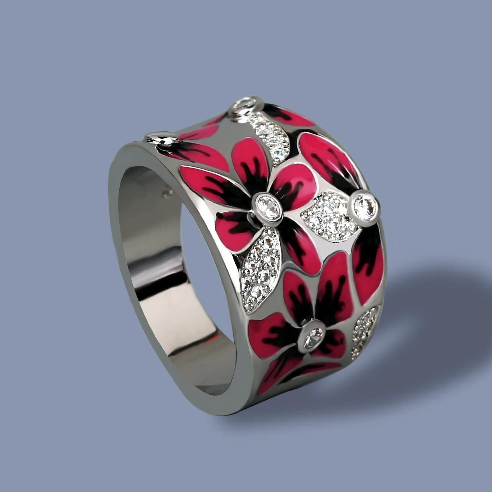 Fashionable and Exquisite Red Flower Ring