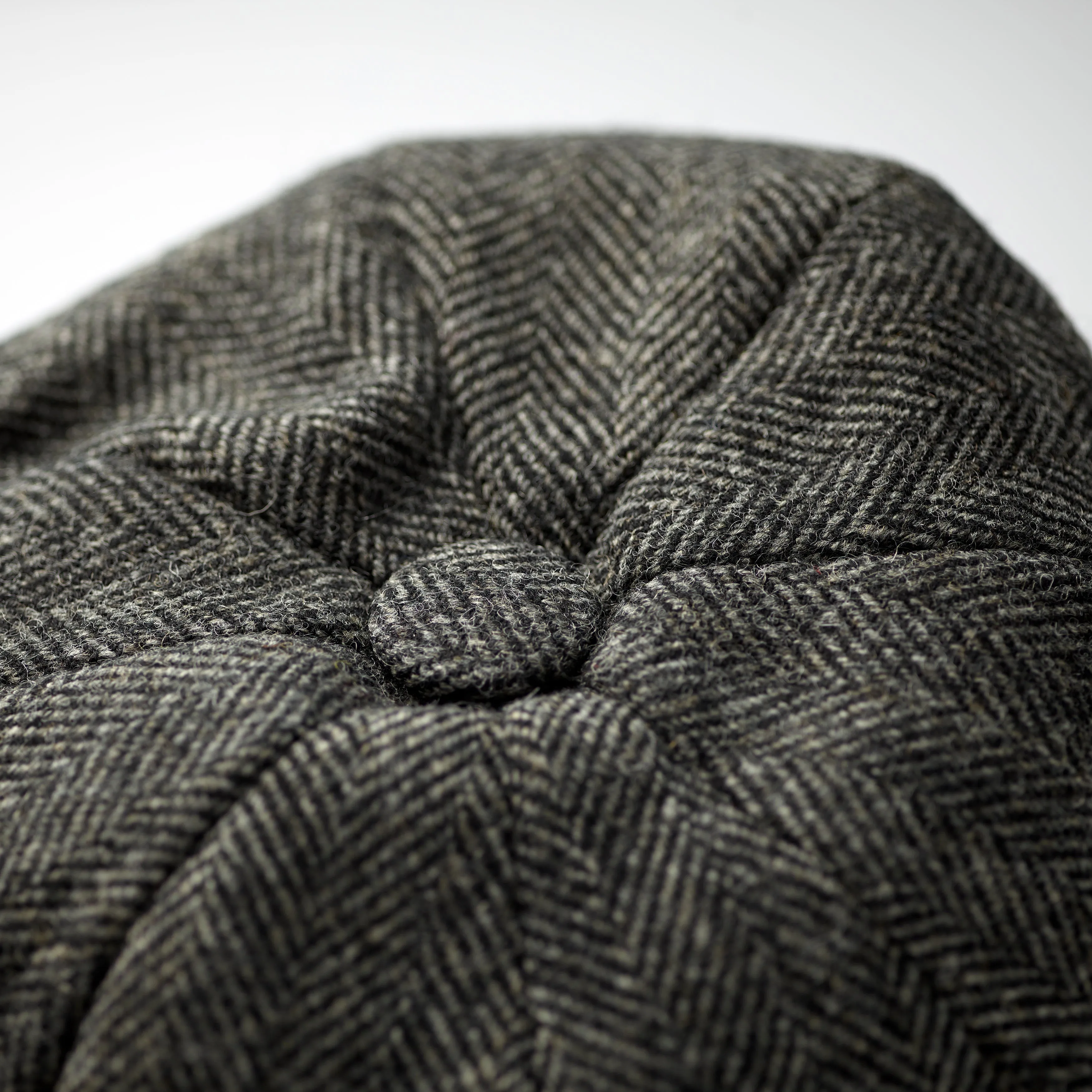 Fox Tweed Charcoal Herringbone 30's 8 panel Cap