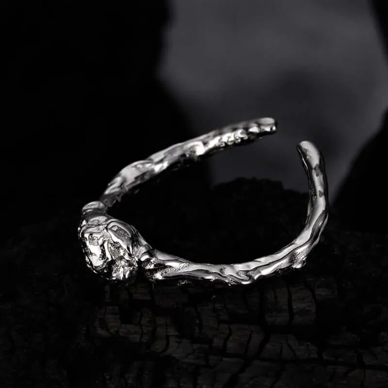 French Clic Style Special-Shaped Rock Texture Band Ring