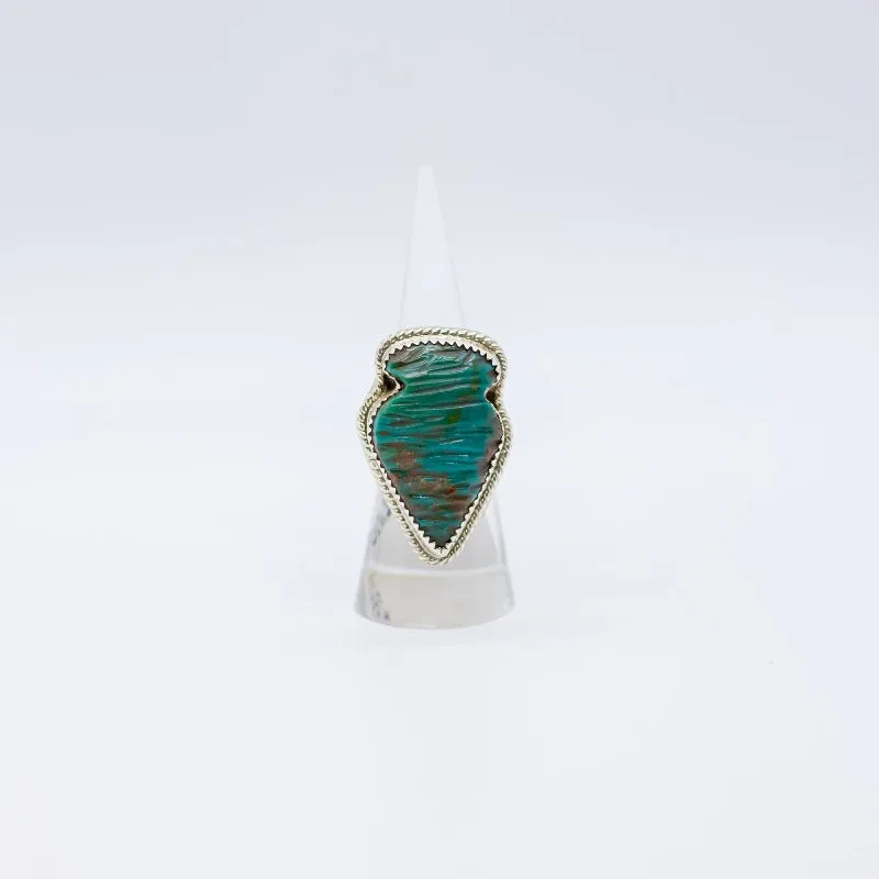 Genuine Turquoise and Green Arrowhead Ring