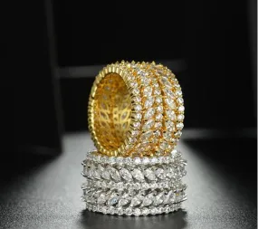 Gorgeous Fashion CZ round and marquise stones Ring