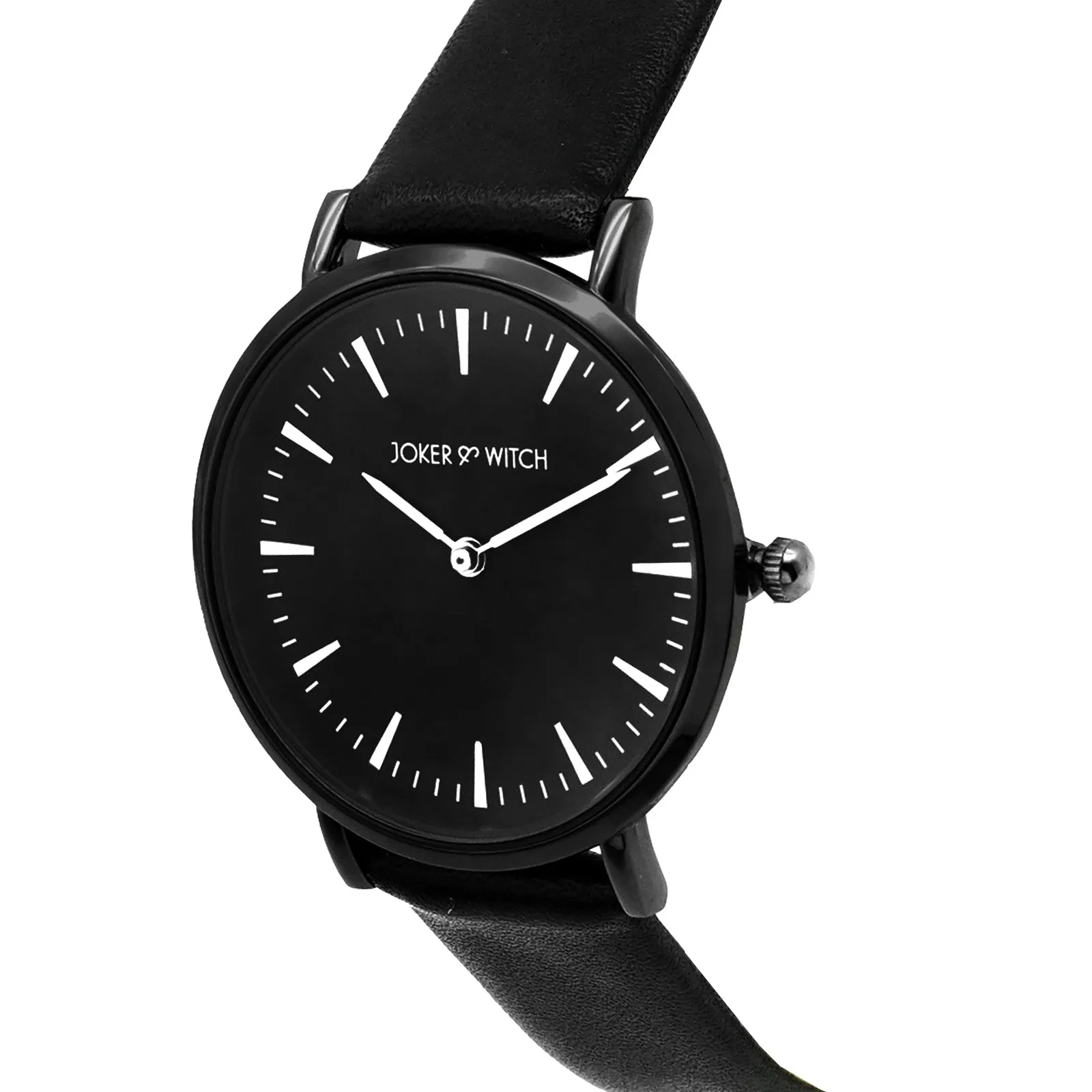 Ines All Black Faux Leather Strap Watch