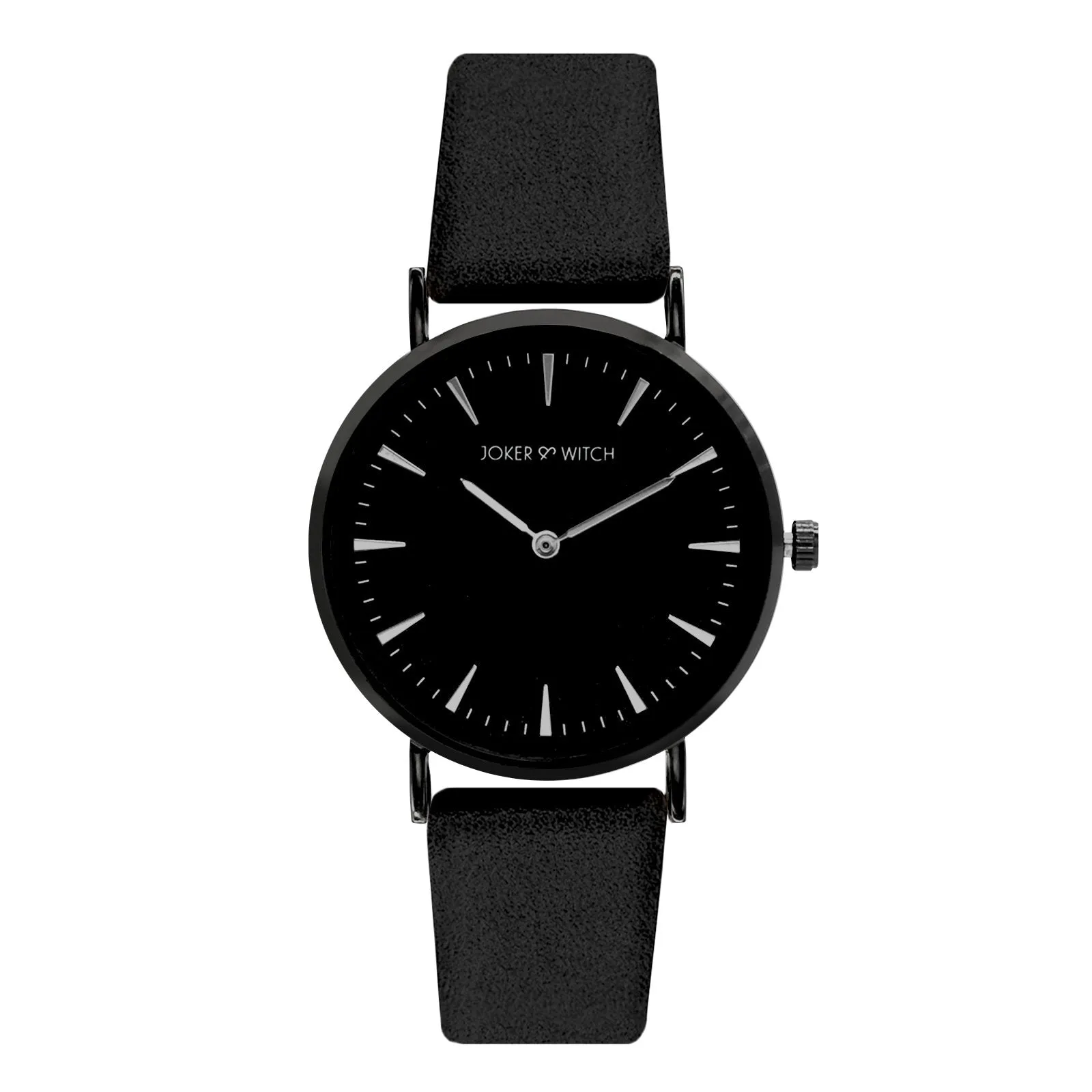 Ines All Black Faux Leather Strap Watch