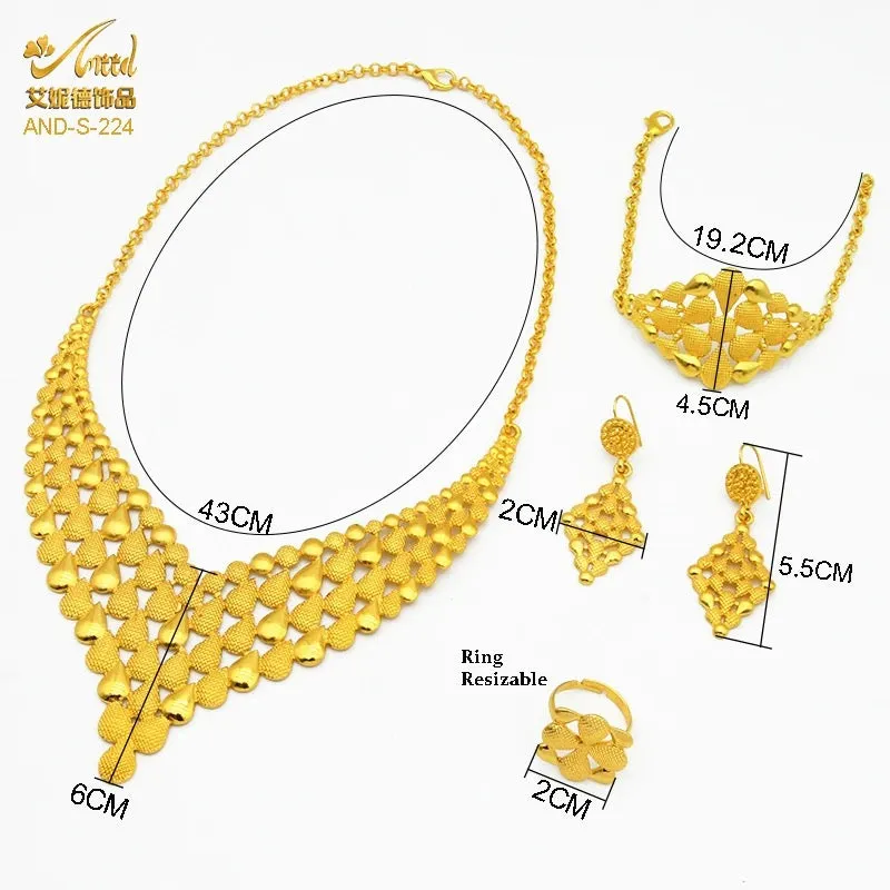 Jewelry Sets For Women African Necklace Earrings Bracelet Rings Set Indian Wedding Bridal Jewellery Accessories