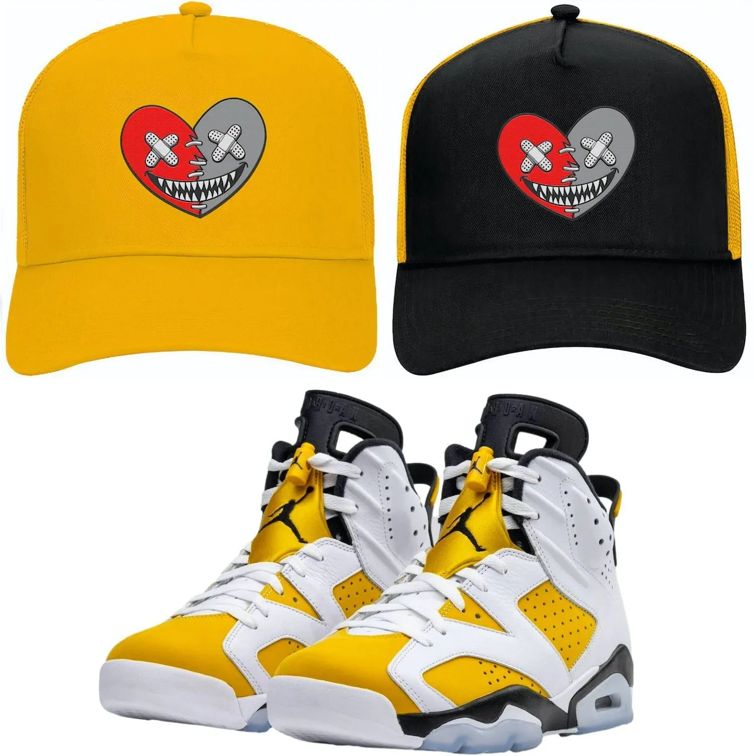 Jordan 6 Yellow Ochre 6s Trucker Hat to Match - RED HEART BAWS