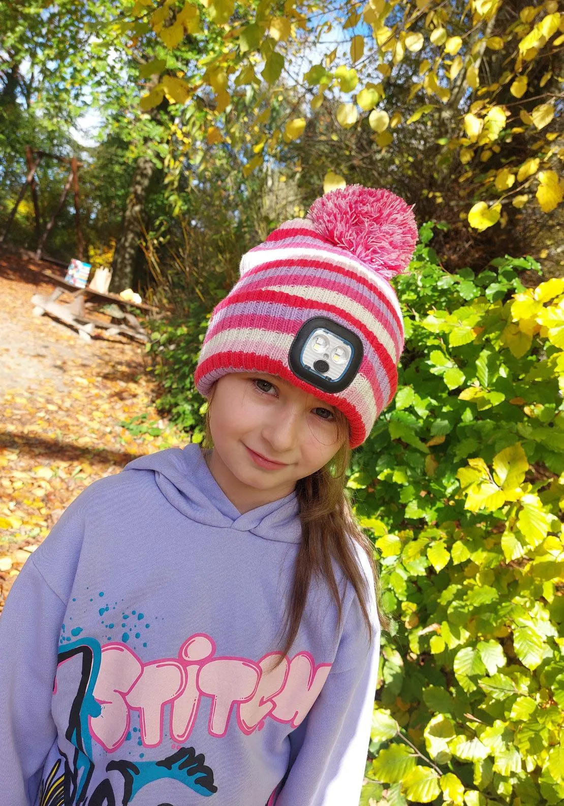 Kids Led Stripe Bobble Hat Mul