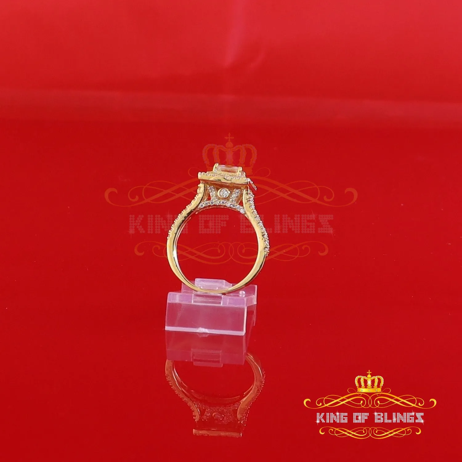 King Of Blings  10K Yellow Gold 2.00CT 'VVS' 'FL' D clr Princess Cut Moissonite Womens Ring S/7