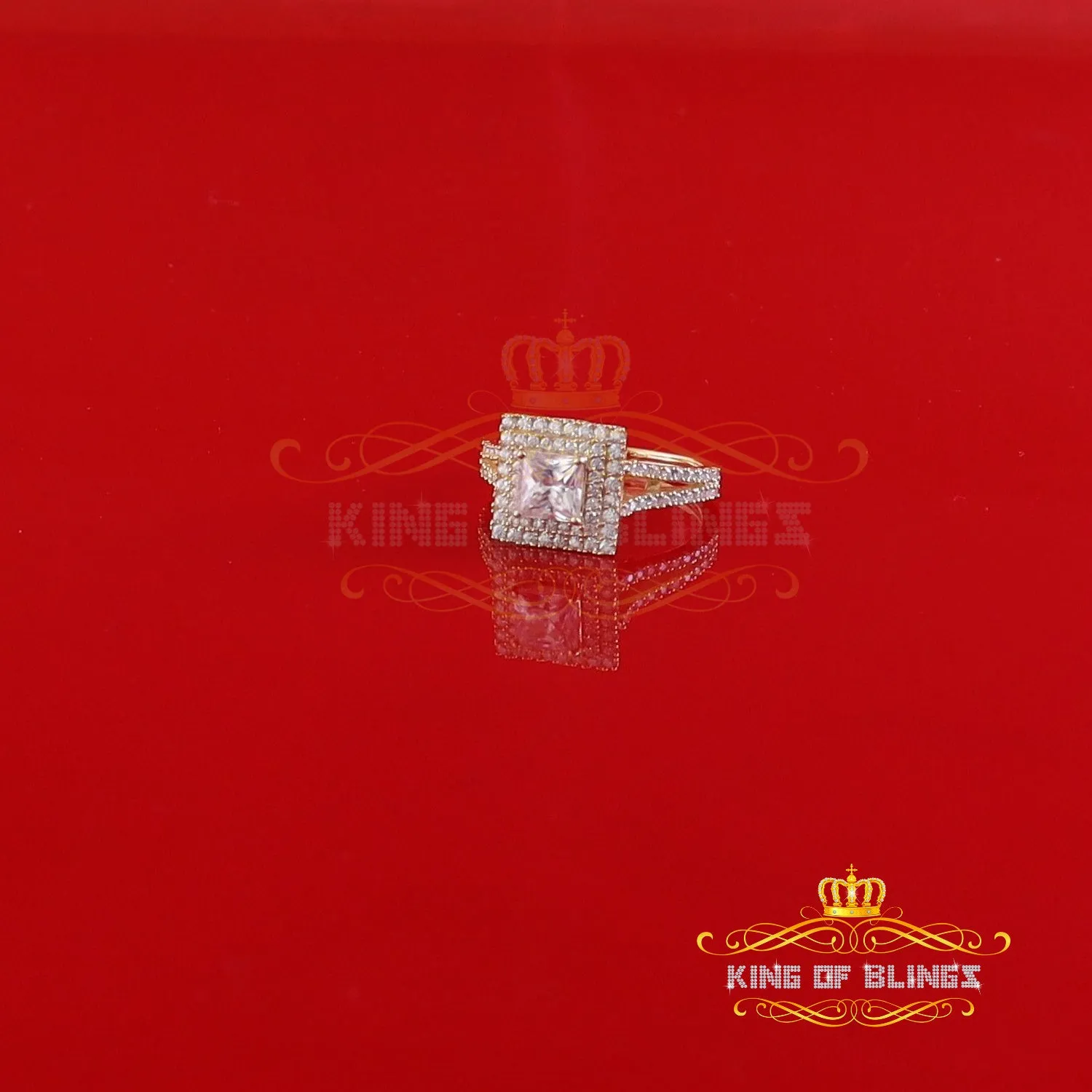 King Of Blings  10K Yellow Gold 2.00CT 'VVS' 'FL' D clr Princess Cut Moissonite Womens Ring S/7