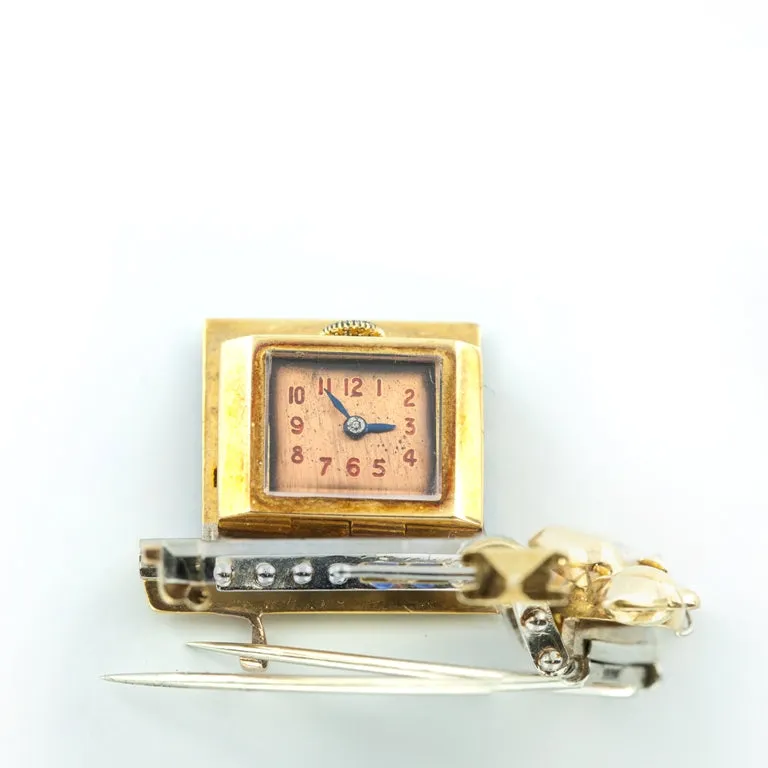 Lapel Brooch with Watch and British Bobby Motif