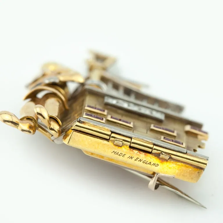 Lapel Brooch with Watch and British Bobby Motif