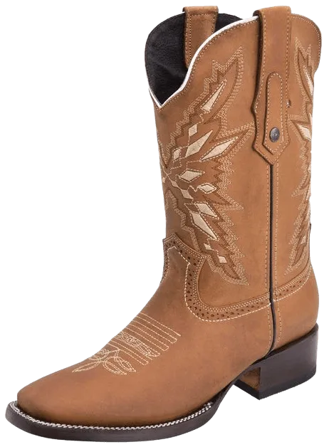 Light Honey Crazy Leather Square Toe Rodeo Boot