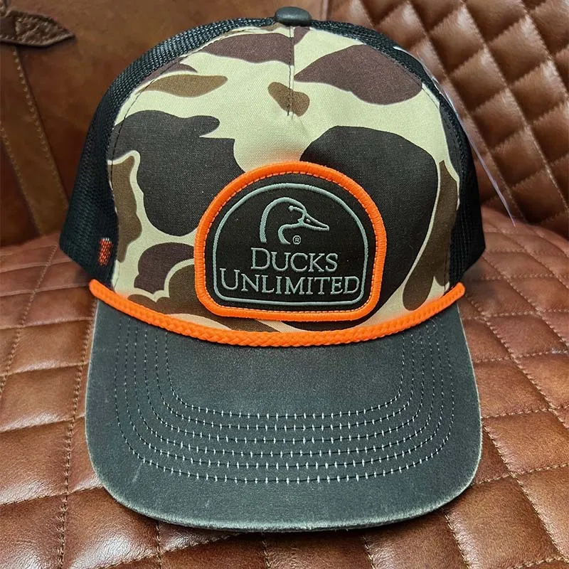 Logo Orange Camo Trucker