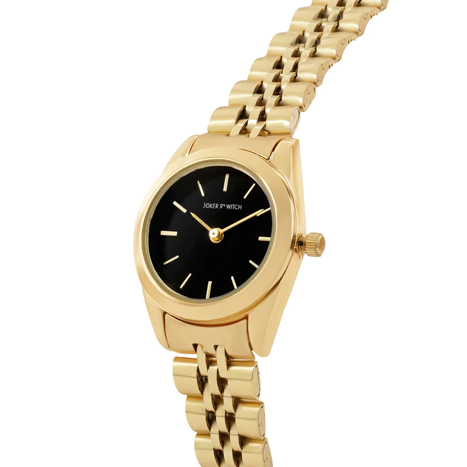 London Black Dial Gold Metallic Strap Watch