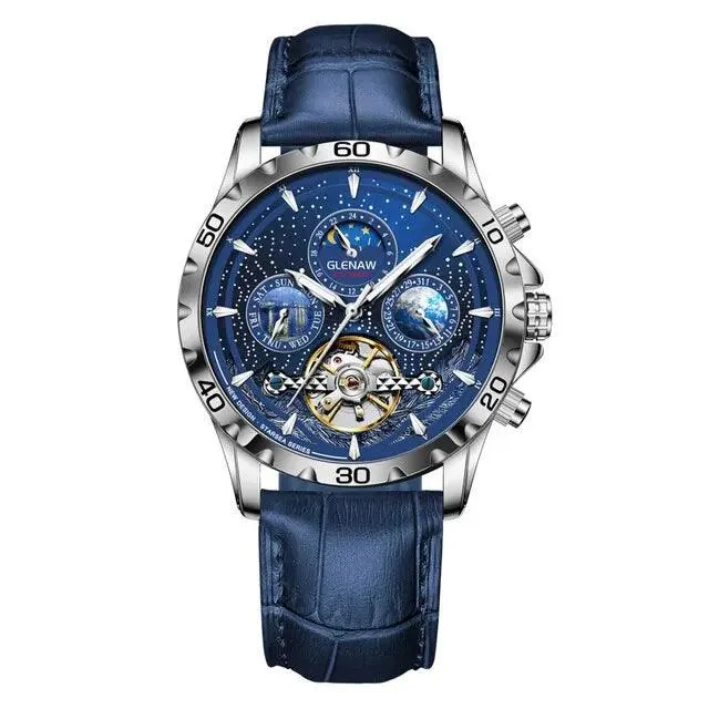 MSW8916 Men's Simple Watch - Starry Sky Moon Phase Mechanical Watches