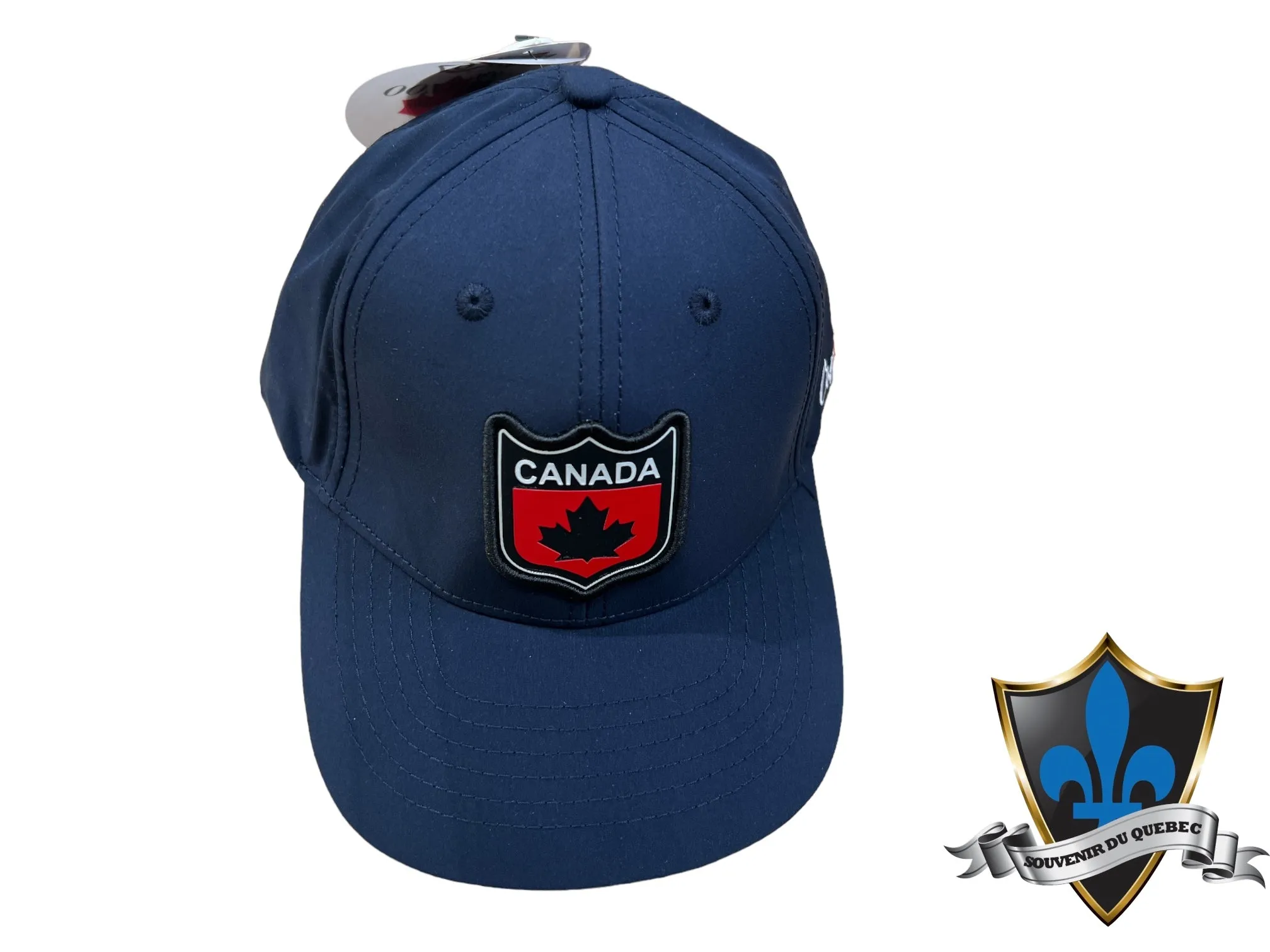 Navy blue Canada patch cap with leaf.