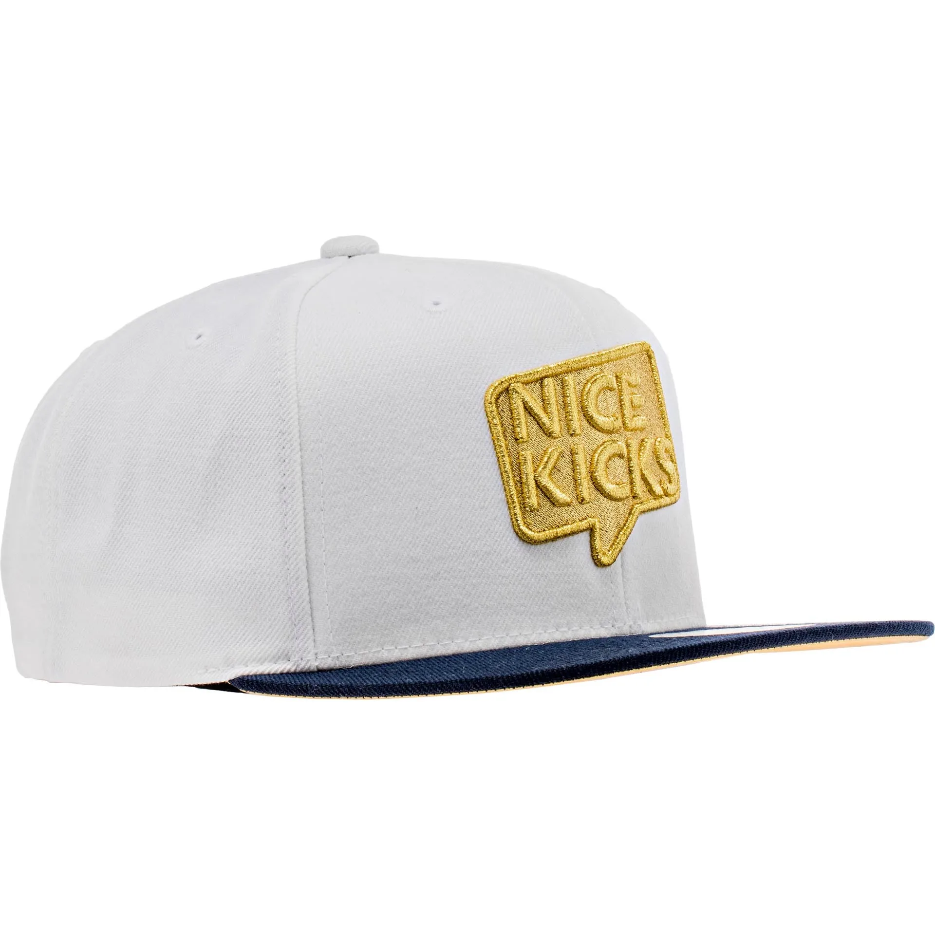 Nice Kicks X Mitchell & Ness USA Snapback Men's Hat - White/Gold