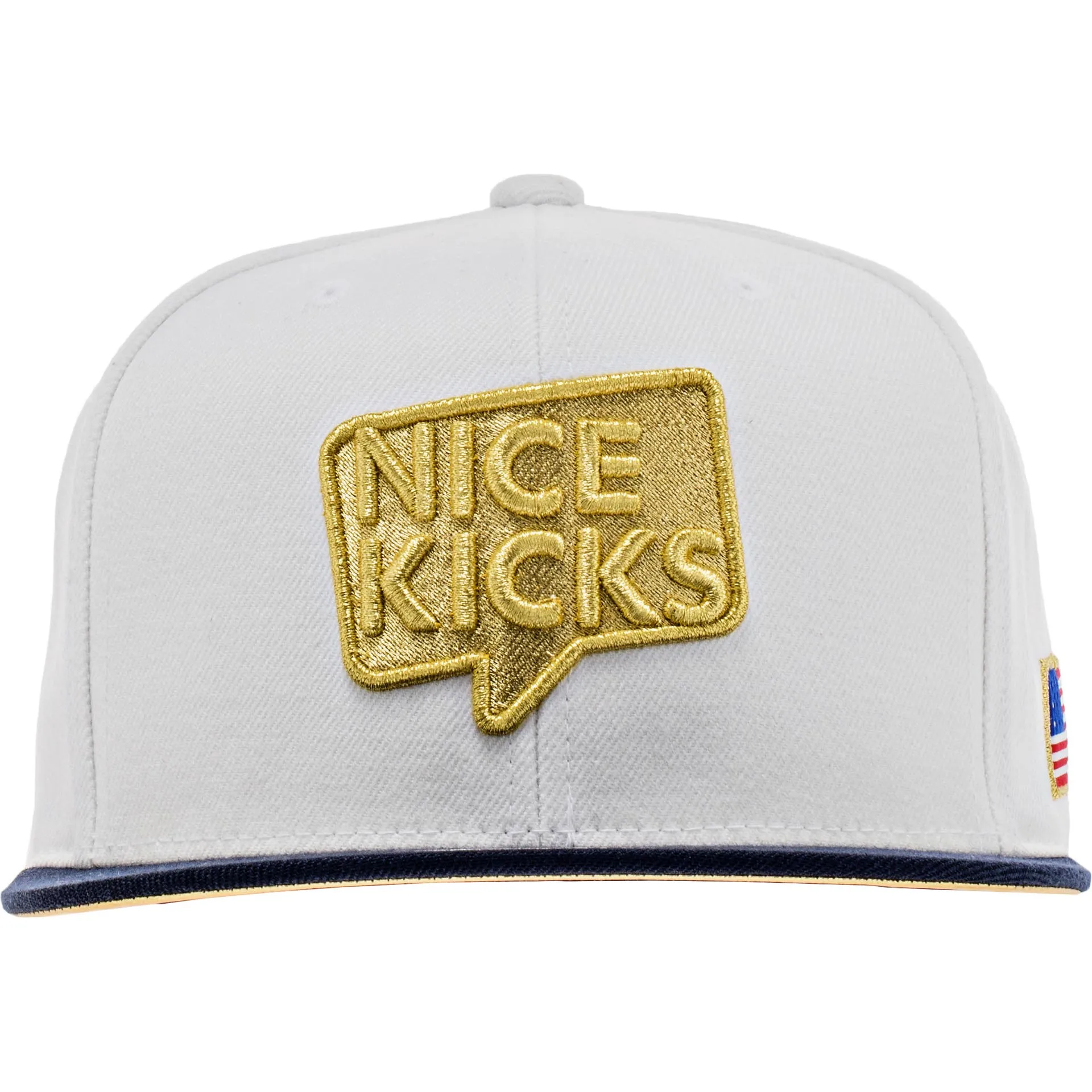 Nice Kicks X Mitchell & Ness USA Snapback Men's Hat - White/Gold