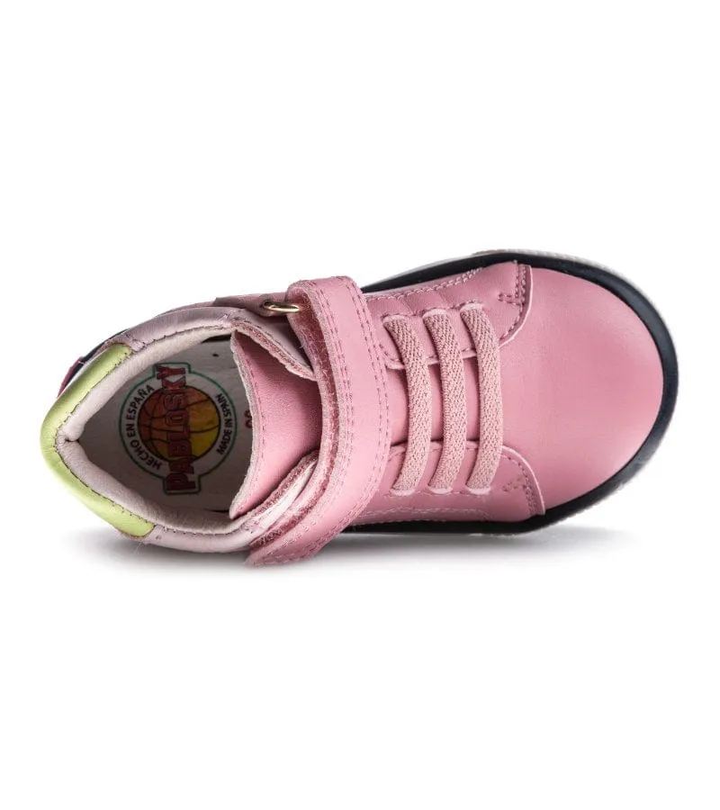 Pablosky Infant Girls Pink Leather Runners 022175