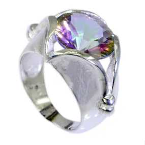 Rajasthan Gem Mystic Quartz Solid Silver Ring Costume Jewelry Wholesale