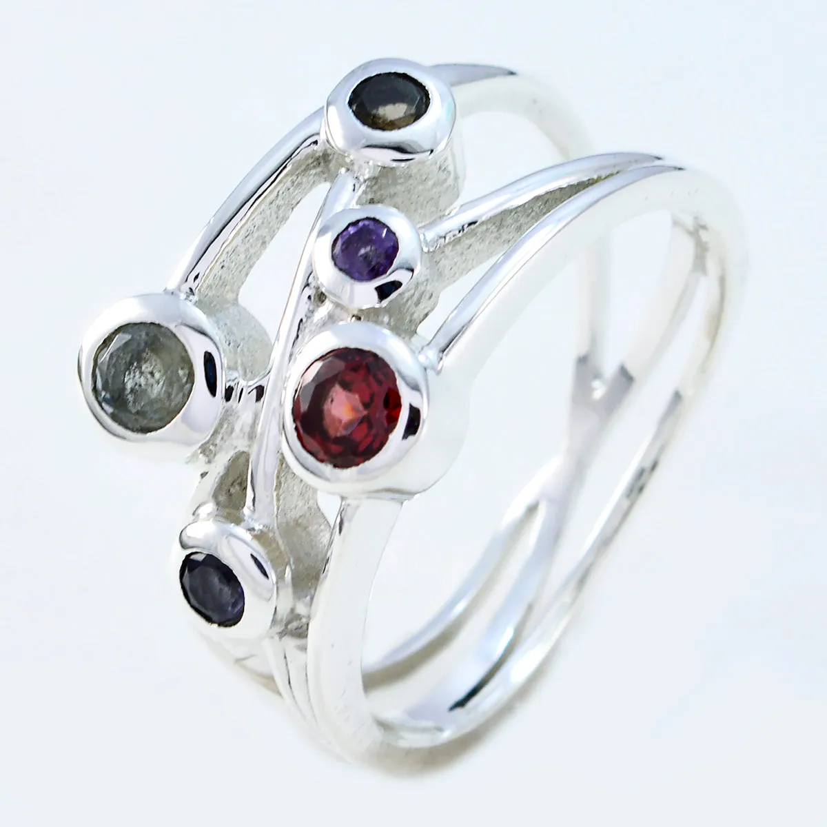 Riyo Bonny Gemstone Multi Stone Sterling Silver Rings Ash Jewelry