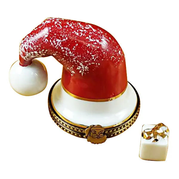 ROCHARD LIMOGES PORCELAIN HANDPAINTED SANTA HAT WITH GIFT