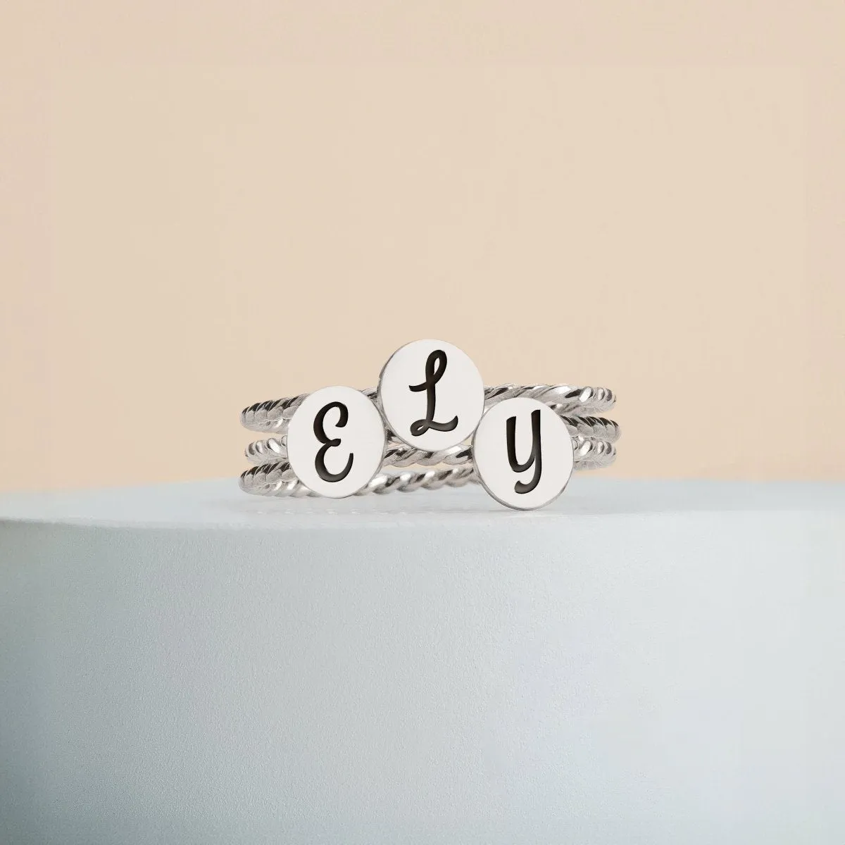 Set of 3 Initial Braided Rope Stacking Rings